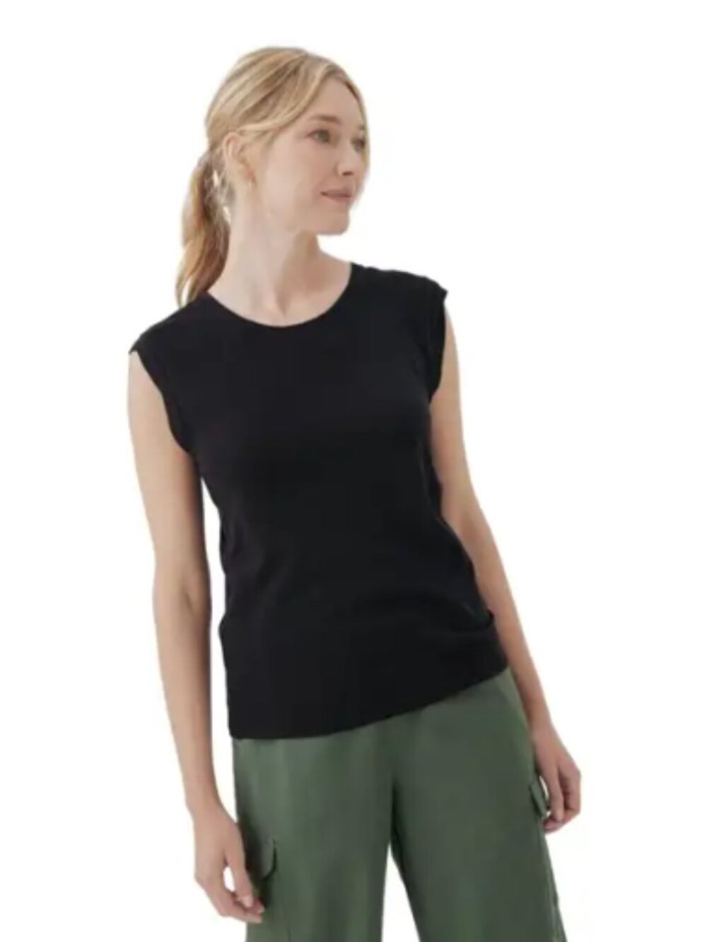Pact Organic Cotton Featherweight Slub Muscle Tee Large Black
